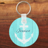 ターコイズ航海のボートいかりキーチェーン キーホルダー (正面)