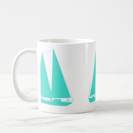 ターコイズ航海の帆船 コーヒーマグカップ (左)