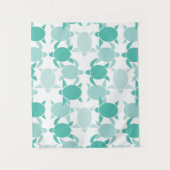 ターコイズ色のカメの模様 タペストリー (正面)