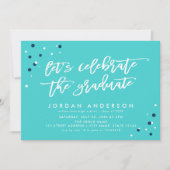 ターコイズ色の卒業祝いパーティーの招待状 招待状 (正面)