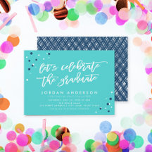 ターコイズ色の卒業祝いパーティーの招待状