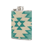 ターコイズ色の南西部ナバホ織りデザインの水筒 フラスク (左)
