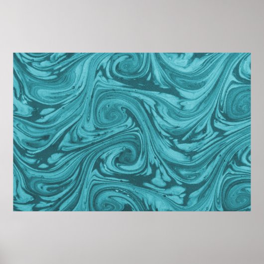 ターコイズ色の曲線的な背景 ポスター (正面)