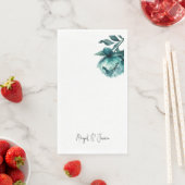 ターコイズ色の牡丹の花の名入れウェディングネーム (インサイチュ)