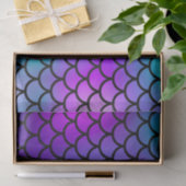 ターコイズ色の紫とピンクと青のマーメイドの鱗の幻想的な魚 薄葉紙 (ギフト)