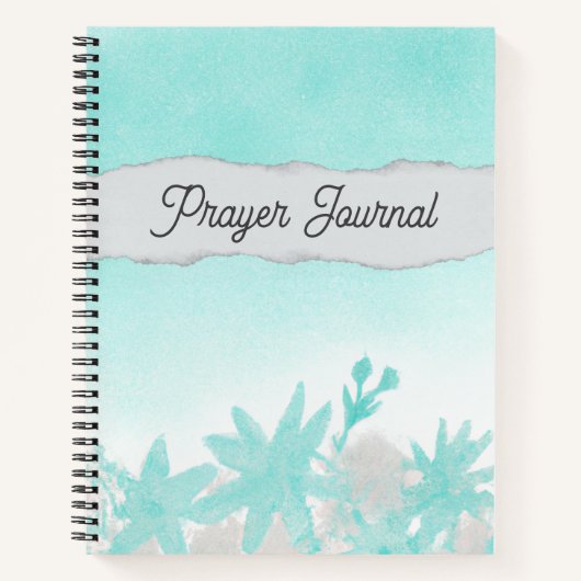 ターコイズ花と引き裂かれた紙祈りの言葉 ノートブック (正面)