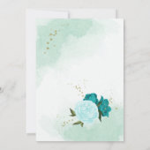 ターコイズ花グリーン葉ブライダルシャワー 招待状 (裏面)