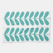 ターコイズ花レトロミッドセンチュリーハンドタオル キッチンタオル (横)