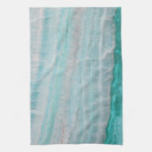 ターコイズ花崗岩の石層波プリント キッチンタオル (縦)