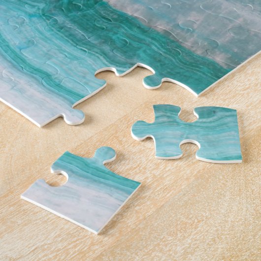 ターコイズ花崗岩の石層波プリント ジグソーパズル (側面)