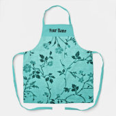 ターコイズ花柄テンプレート エプロン (正面)