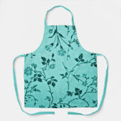 ターコイズ花柄 エプロン (正面)