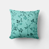 ターコイズ花柄 クッション (正面)