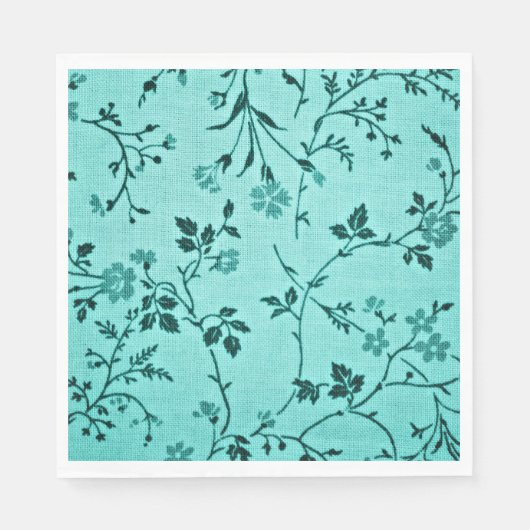 ターコイズ花柄 スタンダードランチョンナプキン (正面)