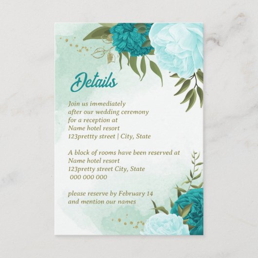 ターコイズ花葉緑 エンクロージャーカード (正面)