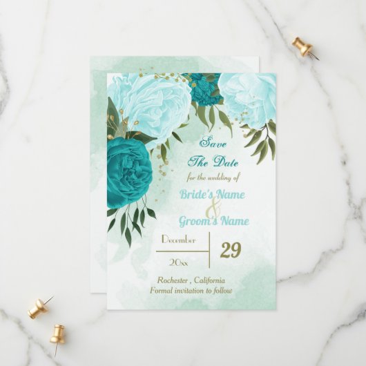 ターコイズ花葉緑 セーブザデート (正面/裏面インサイチュ)