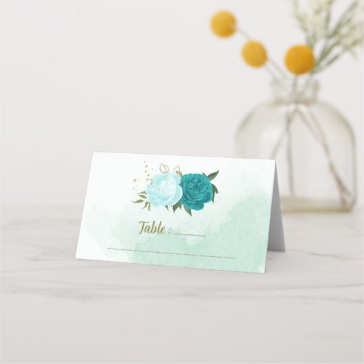 ターコイズ花葉緑 プレイスカード (正面)