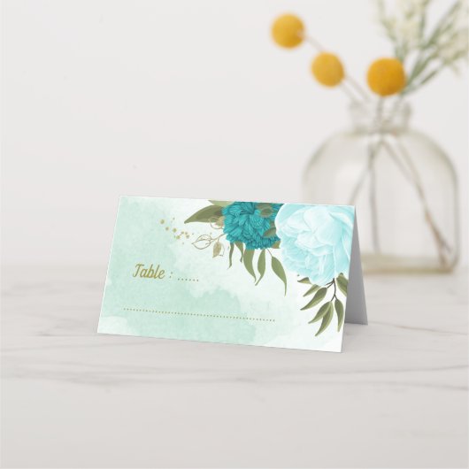 ターコイズ花葉緑 プレイスカード (正面)
