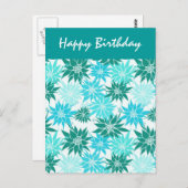 ターコイズ花誕生日葉書 ポストカード (正面/裏面)
