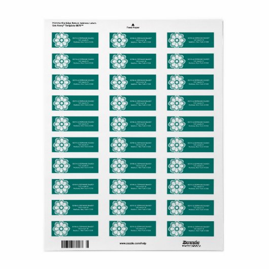 ターコイズ花 ラベル (フルシート)