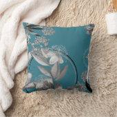 ターコイズ芸術的フローラデザイン装飾用クッション クッション (ブランケット)