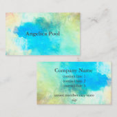 ターコイズ芸術的水彩抽象芸術アートデザイン 名刺 (正面/裏面)