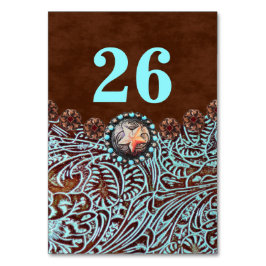 ターコイズ茶色の国結婚西部のテーブル テーブルナンバー