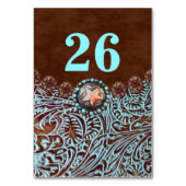 ターコイズ茶色の国結婚西部のテーブル テーブルナンバー (裏面)