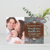 ターコイズ茶色の西の国のクリスマス写真 シーズンカード (スタンド正面)