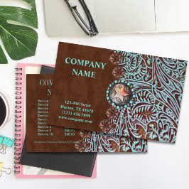 ターコイズ茶色の西の国の工具付き革 チラシ