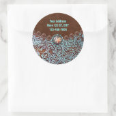 ターコイズ茶色の西の国の工具付き革 ラウンドシール (バッグ)