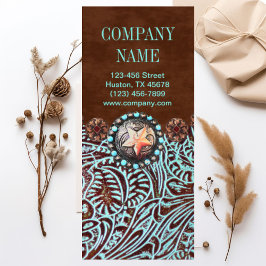 ターコイズ茶色の西の国の工具付き革 ラックカード