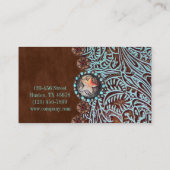 ターコイズ茶色の西の国の工具付き革 名刺 (裏面)
