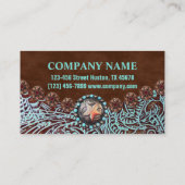 ターコイズ茶色の西の国の工具付き革 名刺 (裏面)