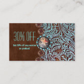 ターコイズ茶色の西の国の工具付き革 名刺 (正面)