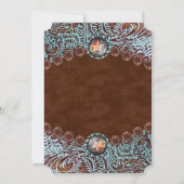 ターコイズ茶色の西部の国企業のパーティー 招待状 (裏面)