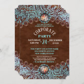 ターコイズ茶色の西部の国企業のパーティー 招待状 (正面/裏面)