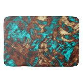 ターコイズ茶色モダン抽象芸術動揺してパターン バスマット (正面)