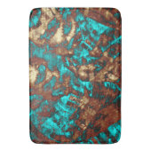 ターコイズ茶色モダン抽象芸術動揺してパターン バスマット (正面縦)