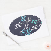 ターコイズ葉白形製品 楕円形シール (封筒)