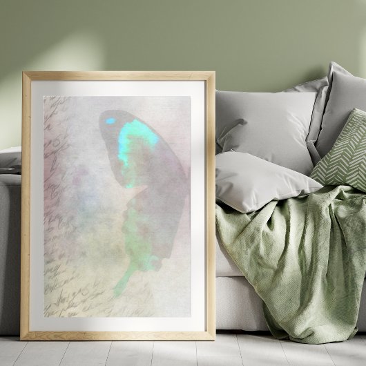 ターコイズ蝶ウイングヴィンテージ手書き 薄葉紙