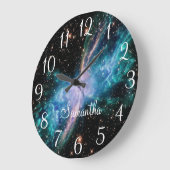 ターコイズ蝶星雲天の写真 ラージ壁時計 (傾斜)