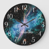 ターコイズ蝶星雲天の写真 ラージ壁時計 (正面)
