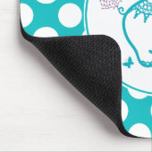 ターコイズ蝶・象・紫の花 マウスパッド (コーナー)