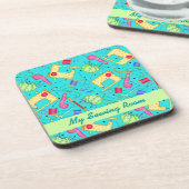 ターコイズ裁縫アートコルクコースター コースター (左側)