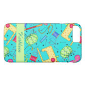 ターコイズ裁縫アート名パーソナライズされた Case-Mate iPhoneケース (裏面(横))