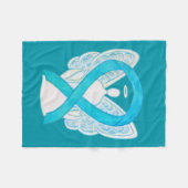 ターコイズ認識度リボンエンジェルソフトブランケット フリースブランケット (正面(横))