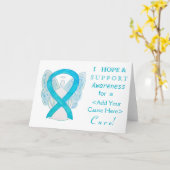 ターコイズ認識度リボンカスタムエンジェルカード カード (黄色い花)