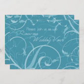 ターコイズ誓願更新式招待状カード 招待状 (正面/裏面)