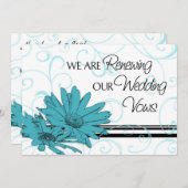 ターコイズ誓願更新式招待状カード 招待状 (正面/裏面)